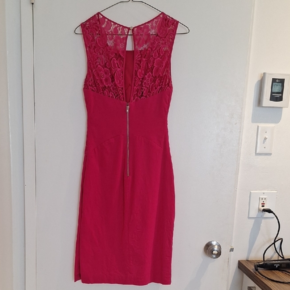 Le Chateau Fuchsia Lace Midi Dress - Picture 3 of 11